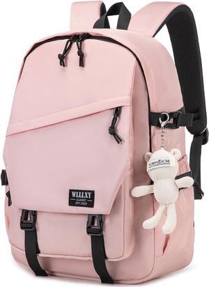 College Laptop Backpack for Men Women 16 Elementary Middle High School Book Bag For Teens Girls Boys Anti Theft Travel Backpacks Waterproof Casual Daypack Large Student Bookbags(Pink-L)
