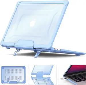 HXCASEAC Case Compatible with MacBook Air 13 inch 2020 2018, Anti-Scratching Protective Hard Cover with Foldable Stand for A2337 A2179 A1932 - Sky Blue