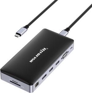 USB C Laptop Docking Station Dual Monitor, 15 in 1 Docking with 4K Triple Display Multiport Adapter Compatible for MacBook/Dell/HP/Lenovo (2 HDMI, DP, VGA, USB Ports, RJ45, SD/TF, Mic/Audio, PD) -Grey