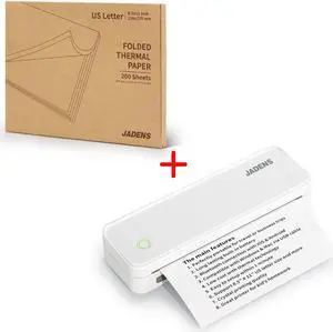 JADENS Portable Printer & 200 Sheets Thermal Papers