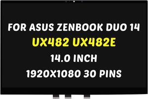 Replacement for ASUS ZenBook Duo 14 UX482 Display LCD UX482E UX482EA UX482EAR UX482EG UX482EGR UX482EA-DS71T LED + Bezel LCD Touch Screen Digitizer Assembly Full HD 1920X1080 14.0" 30 Pins 60Hz