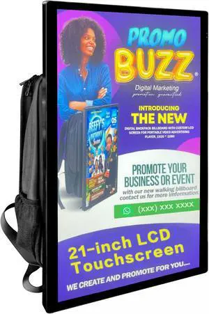 21-inch LCD Video Advertising Backpack,1920 * 1080 Resolution Ratio, Human Walking Backpack Digital Billboard (Mobile Version+Touch Screen)