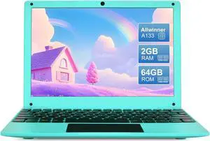 ZHAOHUIXIN Mini 10.1 inch Android 12 Laptop Computer, Portable Small Netbook Computer with Allwinner A133 CPU Android 12 OS 2GB RAM 64GB EMMC HD IPS Screen 1280x800 Pixel 0.3MP Camera (Blue)