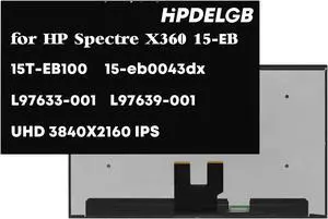 HPDELGB Replacement for HP Spectre X360 15-EB 15T-EB100 15-eb0043dx 15-eb0030TX 15-eb0031TX 15-EB1043DX L97633-001 L97639-001 LCD Touch Screen Display Digitizer Assembly 15.6" UHD 3840X2160 IPS