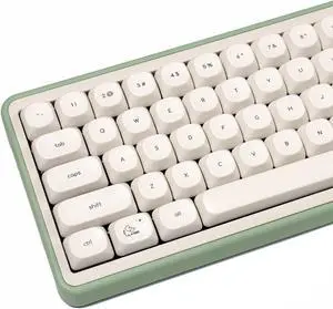 MOA Profile Cute Cat Keycaps, 124keys PBT Keycaps Set, Minimalist White Keyboard Caps, Custom Dye Sublimation Key Caps for 61/64/68/84/87/100/104/108 Cherry MX Mechanical Keyboards(124 Keys)