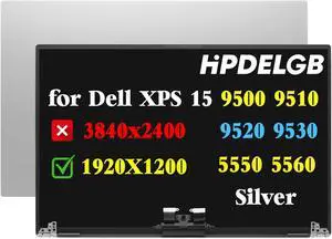 HPDELGB Replacement for Dell XPS 15 9530 9520 9510 9500 Precision 5580 5550 5560 1920x1200 IPS 15.6" LCD Non Touch Screen Digitizer Display Assembly (Silver)