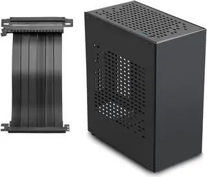 Aluminum Mini ITX Case with PCIe Riser, JOYJOM Mini PC Case, SFF Small Form Factor PC Case, TX Computer Gaming Case Supports GPU Graphics Card (Black)
