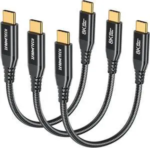 40Gbps USB C to USB C Monitor Cable 1FT (3 Pack), USB C 3.2 Cable High Speed Data Transfer, 8K/4K USB C Video Cable, 240W PD Fast Charging for iPad Pro 13/11,MacBook Pro/Air,Lenovo,HP,Dell,KYY