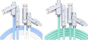 SWLIFL 2 Pack Chubby Silicone 4 in 1 USB C Charging Cable and 2 Pack 4 in 1 USB C to C Cable 3.3ft Braided 100W Bundle