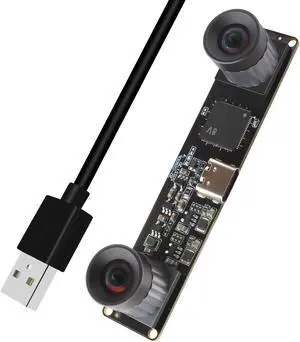 IFWATER High Speed 210fps USB Camera with Global Shutter 800P Synchronization Dual Lens Monochrome B/W Camera Plug and Play for 3D Printing PC Lightburn QR Code Scanning VR and Face Recognition