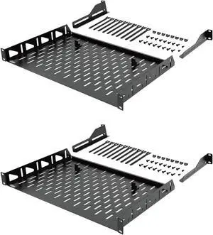Tecmojo 1U Rack Shelf,19 inch Rack Shelf 12 inch Depth,Rack Mount Shelf with Anti-Slip Stops,Server Rack Shelf and Network Shelf for 19 in Equipments, 110lbs Capacity of Vented 1U Shelf,No Lip(2 Pack)