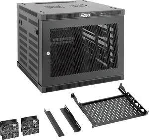 Tecmojo 9U Wall Mount Rack,9U Rack 17.7 Inch Depth,Hold Up to 176 Lbs,Enclosed Wall Mount Rack for 19 Inch Network,Server and AV Gear,Mesh Door(Elite Collection)
