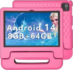 ITDULCET Kids Tablet, 10 inch Android 14 Tablet for Kids, 8GB RAM 64GB ROM Octa-Core Fast-Charging Battery Toddler Tablets with Shockproof Case, Bluetooth, WiFi, Parental Control, Dual Camera, GPS