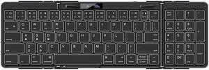 JOMAA Foldable Bluetooth Keyboard with Number, RGB Backlight, Portable,Full-Size Rechargeable Travel Keyboard with Lockable Fold for iPad/iPhone/Smartphone/Tablet/PC/Laptop (with Number)