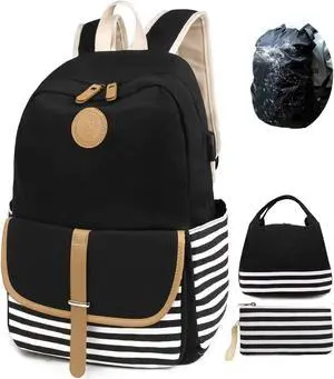 SCIONE Backpacks for Women Teen Girls,Large Capacity BookBag with USB Charger Port,Canvas Backpack-Back School Gift for Girls