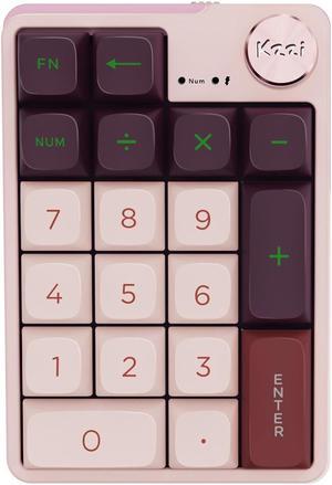 Mechanical Wireless Rechargeable Numeric Keypad, Gasket Bluetooth 5.0/2.4ghz/Wired Hot Swappable19 Keys Numpad, with Poron Foam, Aluminum Alloy Knob (Purple-Pink)