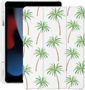 Cute Palm Tree Beach for iPad 10th Generation Case 10.9 Inch 2022 with Pencil Holder, Auto Sleep/Wake, Leather Soft TPU Back Cover