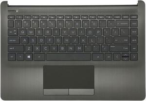 Jxjslp Replacement Upper Case Palmrest for HP 14Z-DK 14-DK 14-CF 14S-CF Series Laptop Backlit Keyboard Assembly Touchpad Top Cover L24817-001 Gray