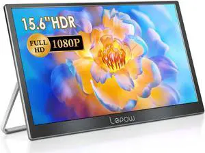 Lepow Portable Monitor 15.6 Inch 2024 C2 Series FHD 1080P USB C HDMI Computer Display IPS Screen with Dual Speakers for Laptop PC PS4 Xbox Phone with Foldable Kickstand, Midnight Black