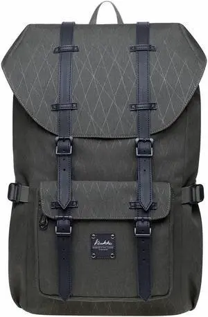 KAUKKO Laptop Travel Backpack Outdoor Rucksack Fits 15.6 Inch Laptop (18-army green)