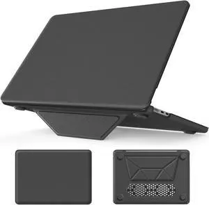 KEROM Stand Case for MacBook Air 13 inch 2025-2022 M4 M3 M2 A3240 A3113 A2681, MacBook Air M4 13 inch Case, PU Leather Hard Shell with Foldable Stand & Keyboard Cover for Mac Air 13.6 inch, Grey