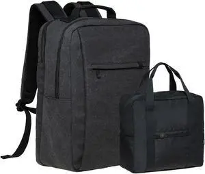 KAUKKO Large Travel Backpack Set -17.8L Multifunctional Backpack with 15.6-Inch Laptop Compartment, Durable Design, 26.6L Waterproof Carry-on Bag, Flight Approved BLACK