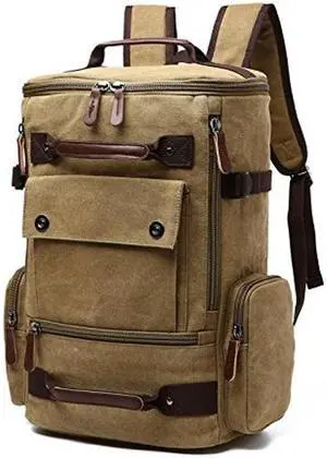 Laptop Backpack for Men 15.6-inch Travel - Satchel Purse Computer Case Laptop Bag Large Capacity Haking Weekender Fashion Canvas Khaki