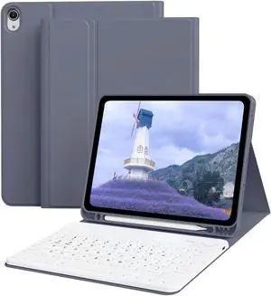 KenKe Keyboard Case for iPad Air 11 Inch 2024 (M2), for iPad Air 5th/4th Generation (2022/2020) 10.9 Inch with Pencil Holder, Magnetic Detachable Wireless Keyboard & Flip Case for iPad Air, Purple
