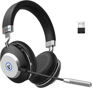 Wantek Wireless Headset with AI Noise Cancelling Microphone Bluetooth Headset - Bluetooth V5.2 Headphones with USB Dongle
