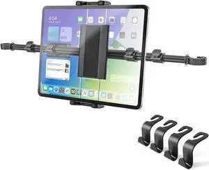 Kolasels Tablet Holder for Car Headrest with 4 Headrest Hooks, Car Tablet Mount Back Seat for Kids Fit 4-13" Tablets & Phones, ipad Car Holder Back Seat for iPad Pro 12.9, Air, Mini, Galaxy, Fire