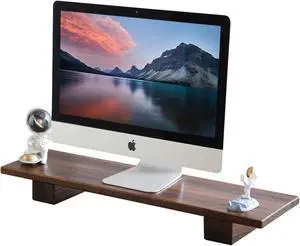KUHEITAER Monitor Riser, Monitor Stand, Wood Monitor Stand Riser, Adjustable Height Computer Stand for Desktop Monitor, Monitor Shelf for PC, Laptop, Printer, Desktop Decor
