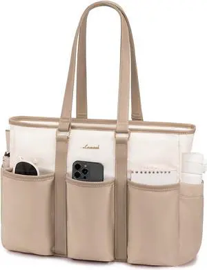 LOVEVOOK Teacher Tote Nurse Bag for Women Work, 15.6 Inch Laptop Bag for Women With Large Cup Holder, Utility Everything Bag For Travel College Daily, Large Computer Purse Handbag, On The Go Tote
