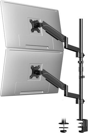 WORLDLIFT Dual Monitor Arm Vertical - Monitor Stand Desk Mount for 2 Screens up to 32 inches and 19.8lbs, Super Long Pole with Full Motion Adjustable Arm, VESA 75/100MM