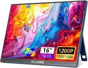 WUAWE Portable Monitor 16" 1920x1200P 16:10 IPS USB-C HDMI Portable Display,HDR Freesync Plug&Play Portable Gaming Monitor for PC Mac PS5 Switch (Blue)