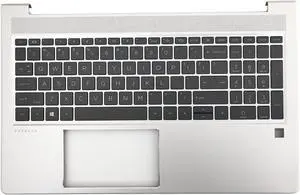 WWGTMC Replacement Upper Case Palmrest for HP Probook 450 455 G9 Series Laptop Top Cover Part with US Layout Keyboard Assembly N01934-001 Silver