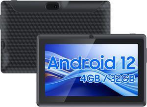 Android Tablet 7 inch Tablets, 7" HD IPS Touch Screen Tablet PC, Quad-core, 4GB RAM 32GB ROM 1024GB Expand Tableta, 2MP+5MP Dual Camera WiFi-6 Bluetooth 3000 mAh Battery Tab, Android 12 Tablet Black.
