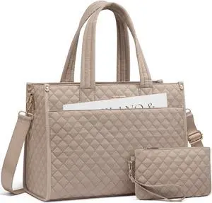 LOVEVOOK Laptop Tote Bag for Women,Canvas Work Tote Bag for Women with Clutch Purse,15.6 Inch Computer Briefcase Bag,Professional Teacher Business Office Bag,Lightweight Shoulder Travel