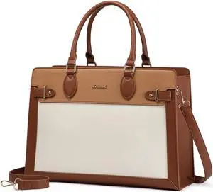 LOVEVOOK Laptop Bag for Women, 15.6 Inch Large PU Leather Tote Bag, Professional Teacher Work Bag, Waterproof Business Computer Briefcase, Shoulder Tote Purse for Office