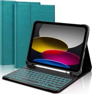 YEHOBU Keyboard Case for iPad 10th Generation 10.9",iPad 10th Gen Keyboard,Detachable Wireless Bluetooth Backlit Keyboard,Smart Folio Cover with Pencil Holder for 2022 iPad 10th Gen