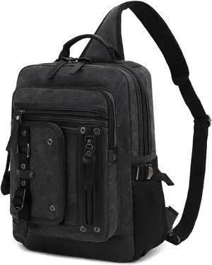 Leaper Retro Messenger Bag Men Sling Bag Outdoor Cross Body Bag Shoulder Bag Black