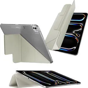 MAGEASY Case for iPad Pro 11" - Folio Case with Multi-fold, Multi-Angle Stand, Apple Pencil Holder, Stain-Resistant, Compatible with iPad Pro 11'' (2024, M4) - Facet | Gray Starlight