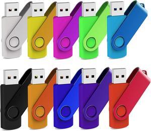 MAKACTUA 64GB 10 Pack USB Flash Drive Bulk Pack, Bulk USB 2.0 Flash Drives Thumb Drive Swivel Memory Stick Jump Drive Pen Drive Zip Drive