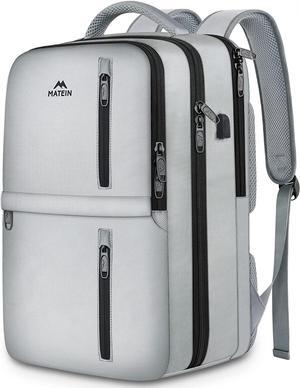 MATEIN Travel Backpack for Women, 18.4 Inch Carry on Laptop Backpack with USB Port & Shoe Compartment, 45L Extra Large Water Resistant Luggage Computer Daypack College Overnight Weekender Bag, Gray