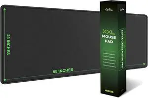LifeTrim 55" x 23" XXL Mouse Pad Gaming 5mm Thick Extended Keyboard Mat Full Desk Cover Mouse Pad XXL Mat Giant Extra Large Gaming Mouse Pad XXXL Mousepad Black Large Desk Mats Deskpad