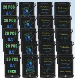 20 Pack LCD Writing Tablets Black, Drawing Memo Tablet 8.5" Upgraded Drawing Pad Reusable Writing Board for Kids 3-8 Years Old Learning Drawing Board Writing Tablet Bulk for Preschool Education Office