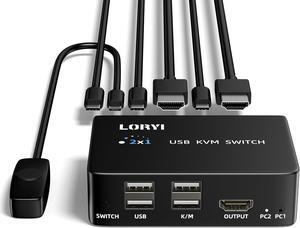 8K@60Hz HDMI KVM 2 Computers Share 1 Monitor 4 USB 2.0 Ports