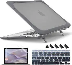 Mektron for MacBook Air 13 Case A1466 A1369, [Heavy Duty] [Dual Layer] Hard Case Cover with TPU+PC Bumper for MacBook Air 13.3-inch (2010-2017 Relase) w/Keyboard Cover Screen Protector, Gray