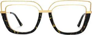 Zeelool Stylish Oversize Cat Eye Blue Light Glasses for Women Computer Glasses Ornella ZJGX370408-02 Tortoise