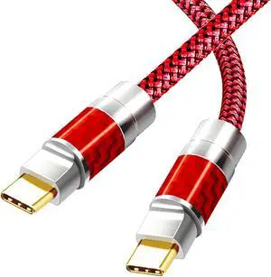 YOTETION Type C to C 20FT Cable,240W 4K60HZ USB C GEN2x2(Date usb3.0),USB C Video Output from USB3.2/ USB4.0 Fast Charging & Sync for Xreal MacBook Pro iPad Pro iPhone 15 Pro Galaxy S22 Red