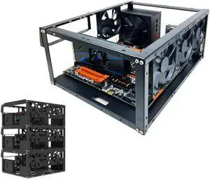 DIY Computer Case PC Frame Desktop Chassis Stackable Rack Stand Open Air Testbench Fits ATX MacroATX E-ATX X79 X99 Motherboard (Stackable)